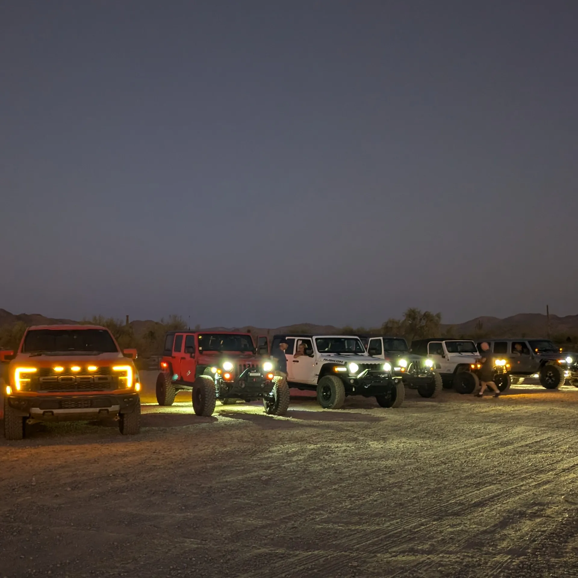 Staging at sunset for a night run.