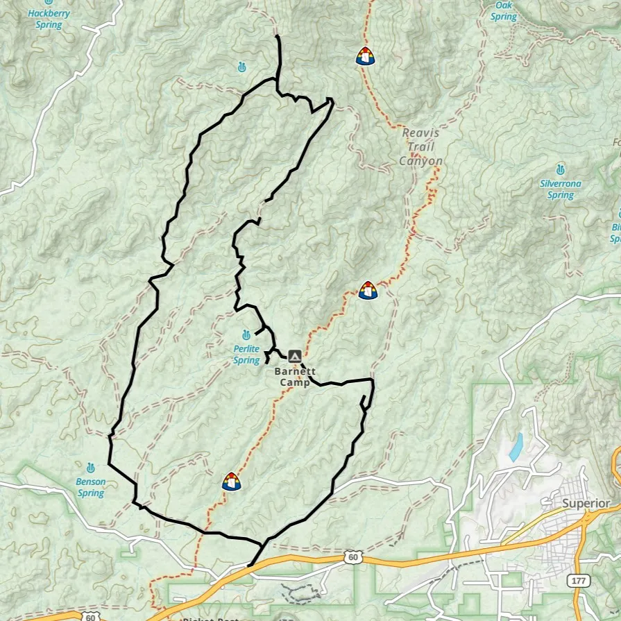 A trail map snapshot for a recent day trip.