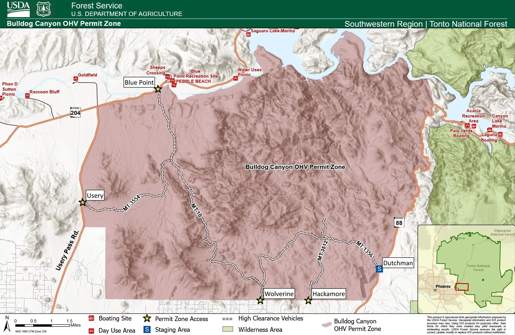 Bulldog Canyon OHV area map.
